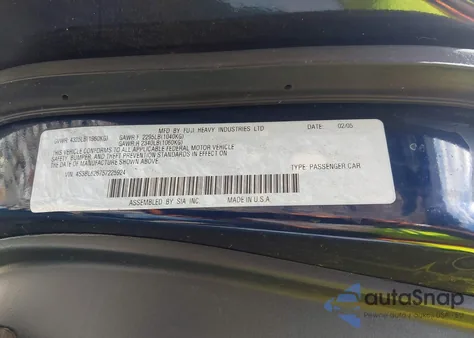 2005 Subaru Legacy 2.5I Limited z USA, uszkodzony, nr VIN 4S3BL626757225924